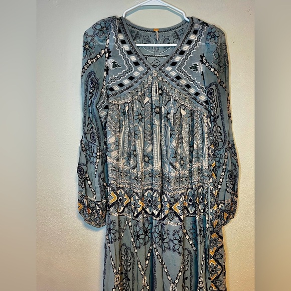 Free People Pink City Maxi Embroidered Blue Size S - Picture 8 of 10